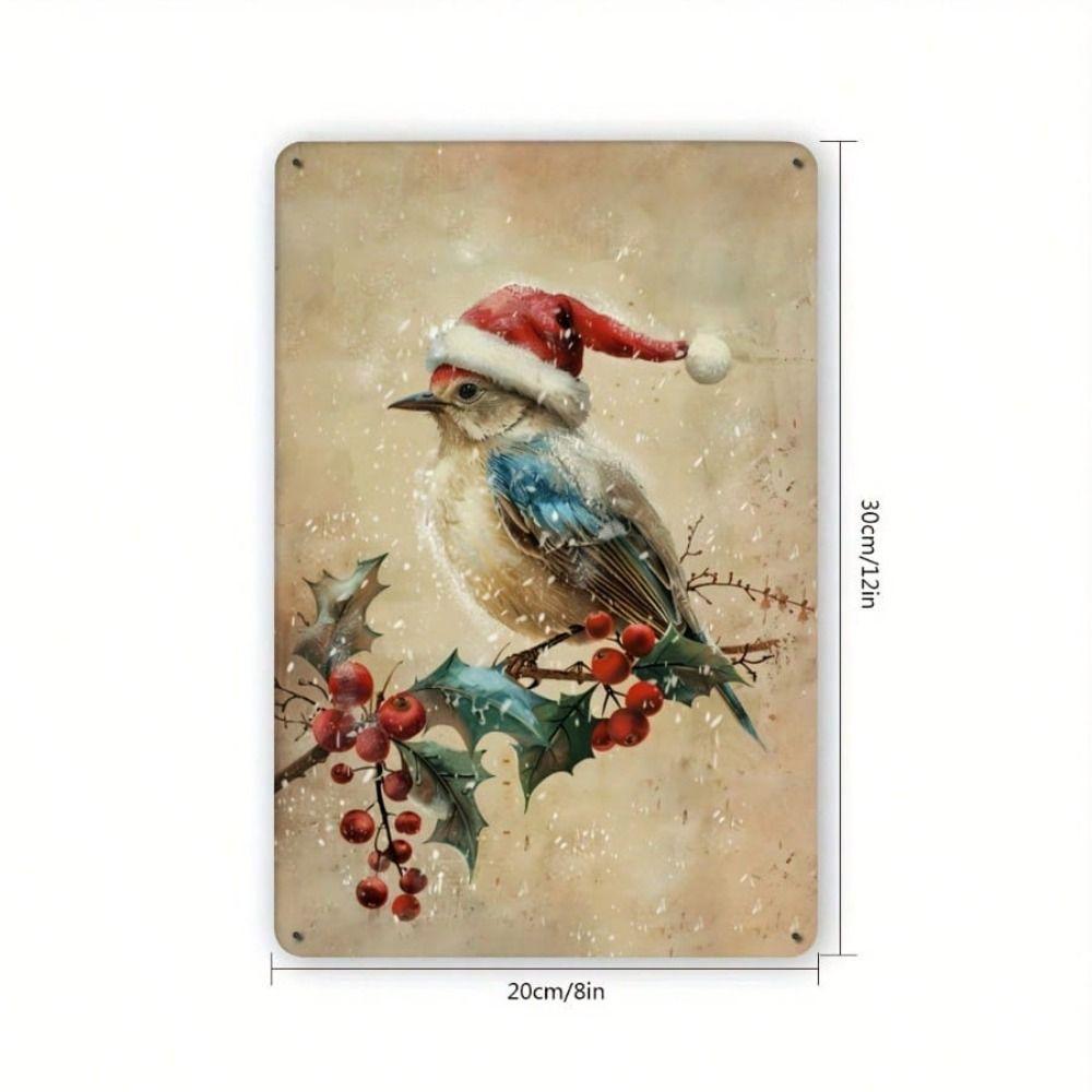Metal Tin Sign Watercolor Christmas Tree Retro Wall Decor 20x30cm
