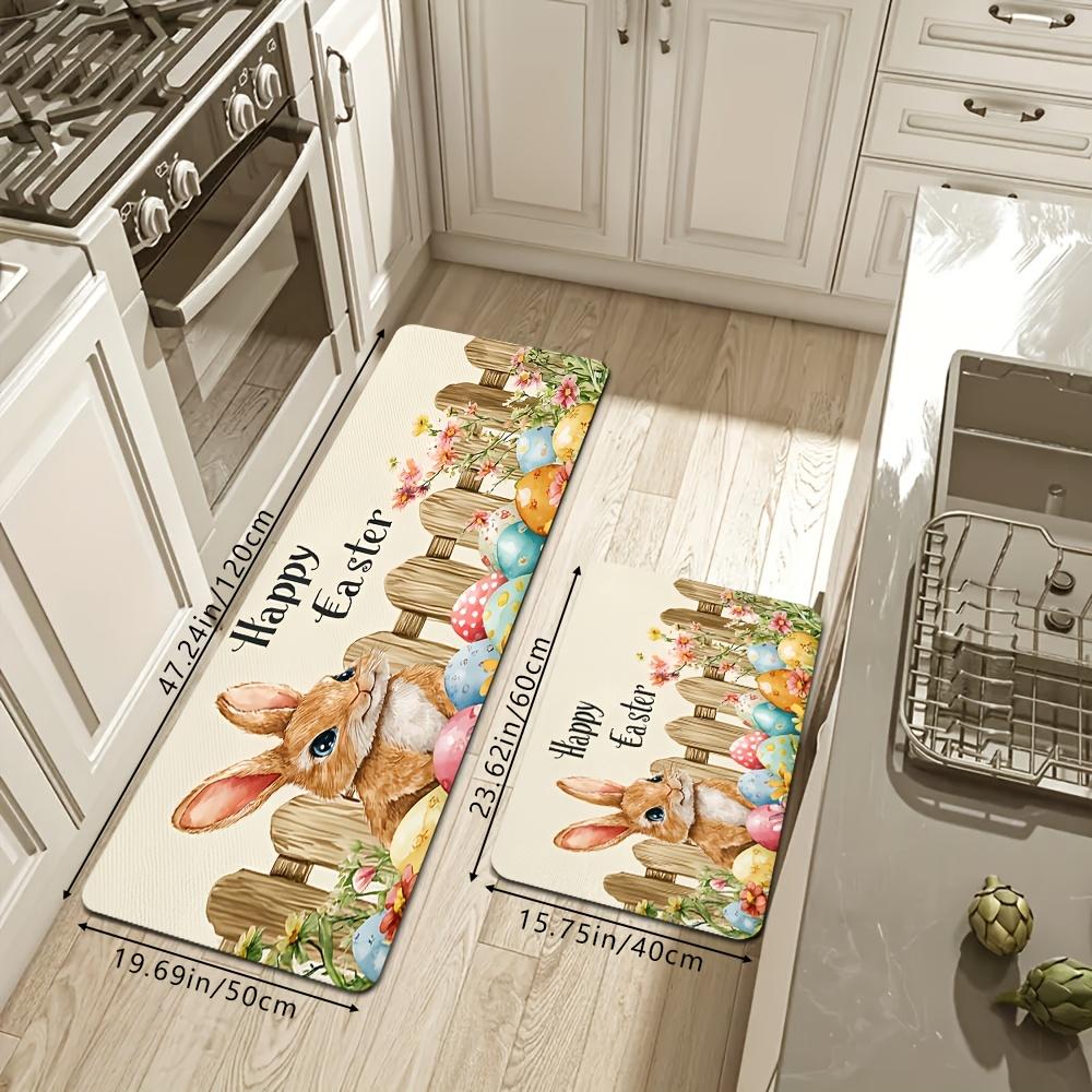 1 sztuka Wodoodporna, antypoślizgowa, grubo amortyzująca mata kuchenna z nadrukiem wielkanocnym, wytrzymała, komfortowa mata do stania do kuchni, łazienki