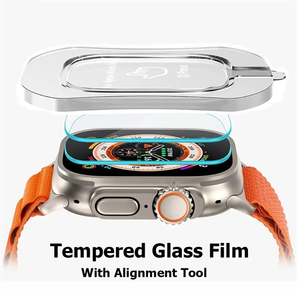 Tempered Glass Film For Apple Watch Ultra 2 49mm With Alignment Tool HD Screen Protector for iWatch Ultra 49mm Easy Install Kit