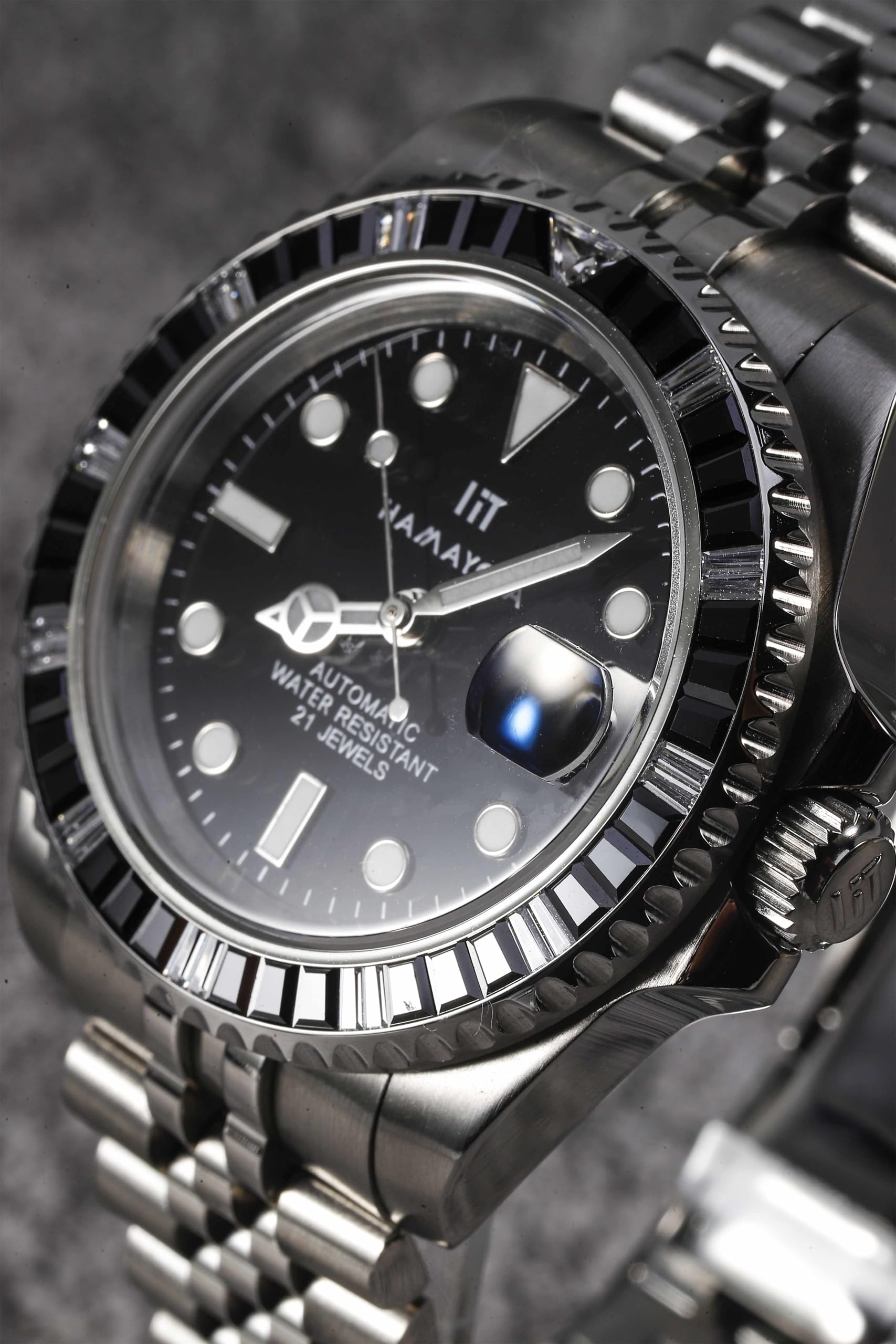 HAMAYOTA Submariner Автоматические мужские часы с бриллиантами, Японские, 316L, Безель, Заводная головка, Механизм, Дайверские часы, чёрный
