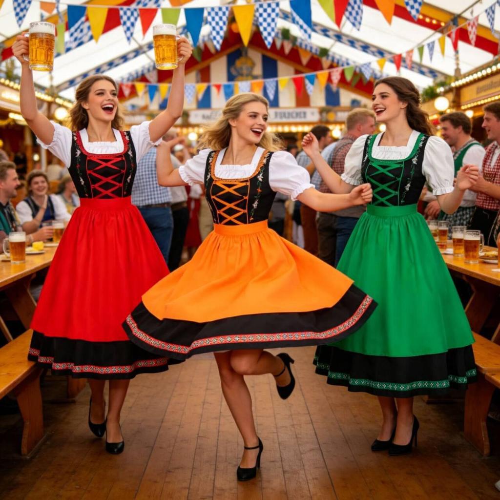 Bavarian Women's Oktoberfest Costume - Halloween Carnival Dungaree Set