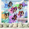 Cartoon Powerpuff Wall Tapestry Aesthetic Wall Hanging Printed Fabric Blanket Decorative Tapestries for Bedroom Living Room Home Decor