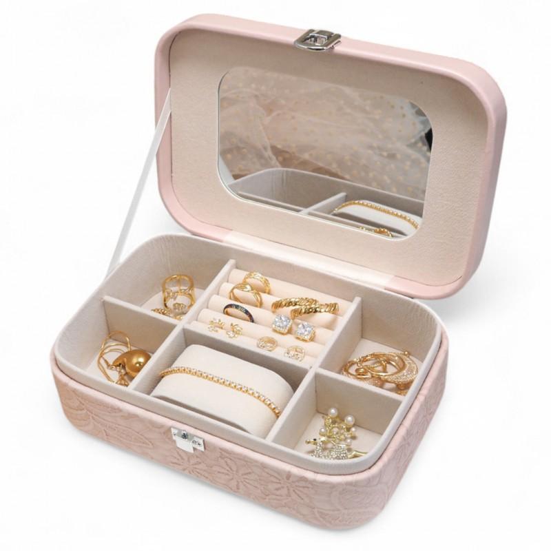 Jewelry Box Case Organizer Box Pink Lace Women'
