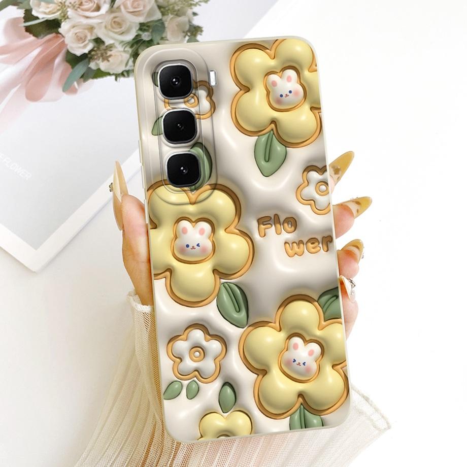 Phone Case For Infinix Hot 60 Pro 60i Black Cat Cartoon Dragon Animals Pattern Bumper For Hot 60 Pro+ Soft Liquid Silicone Cover