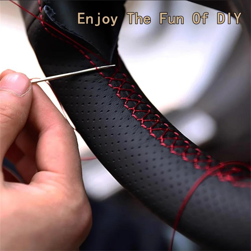 DIY Car Steering Wheel Cover Carbon Fiber Leather For Mercedes-Benz A45 AMG W205 C43 C63S AMG CLA45 CLS63 AMG GLC 43 63 AMG