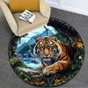 Animal Tiger Circular Rug - Office Decorative Carpet For Living Room Bedroom Door Mat Floor Rug Computer Chair Area Rug