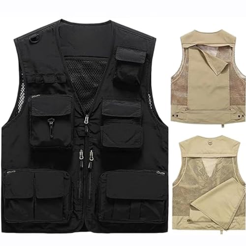 

[inotenka] Men s Vest, Sizes M-7XL, Work Vest, Fishing Vest, Spring/Summer Outdoor Vest, Nylon Work Vest, 15 Pockets, Multifunctional, for Fishing, Ph