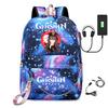 Harajuku Jugendliche Schultaschen Unisex Genshin Impact Reisetaschen USB-aufladbar Oxford Wasserdicht Notizbuch Schulterrucksäcke