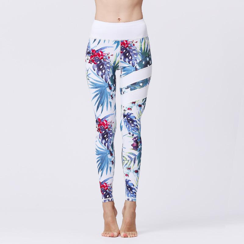 New yoga pants women's tight high waist hip lift quick-drying leggings sports fitness yoga suit printing