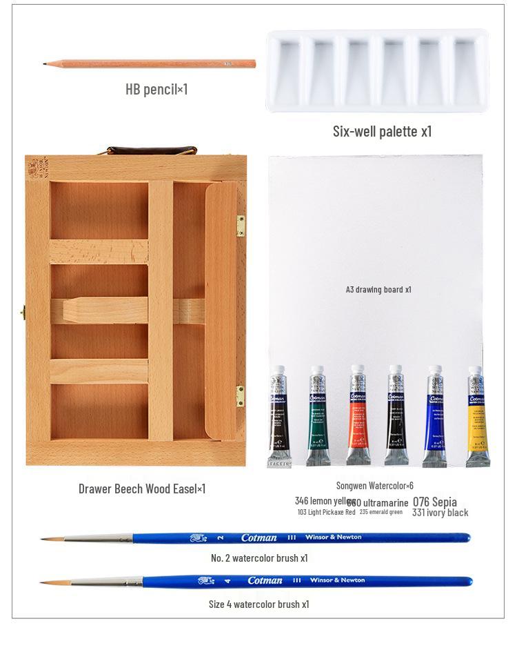 Winsor & Newton Cotman Watercolor Set: 24 Colors In Tin Box, Artist Series.