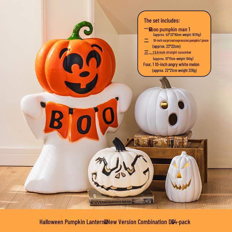 Luminous White Pumpkin Lantern: Large Halloween Decoration for Shopping Malls & Theme Events