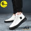 Martin Men Boots Elevator Shoes Insole 6Cm Man Leather Motorcycle Winter Fashion Black