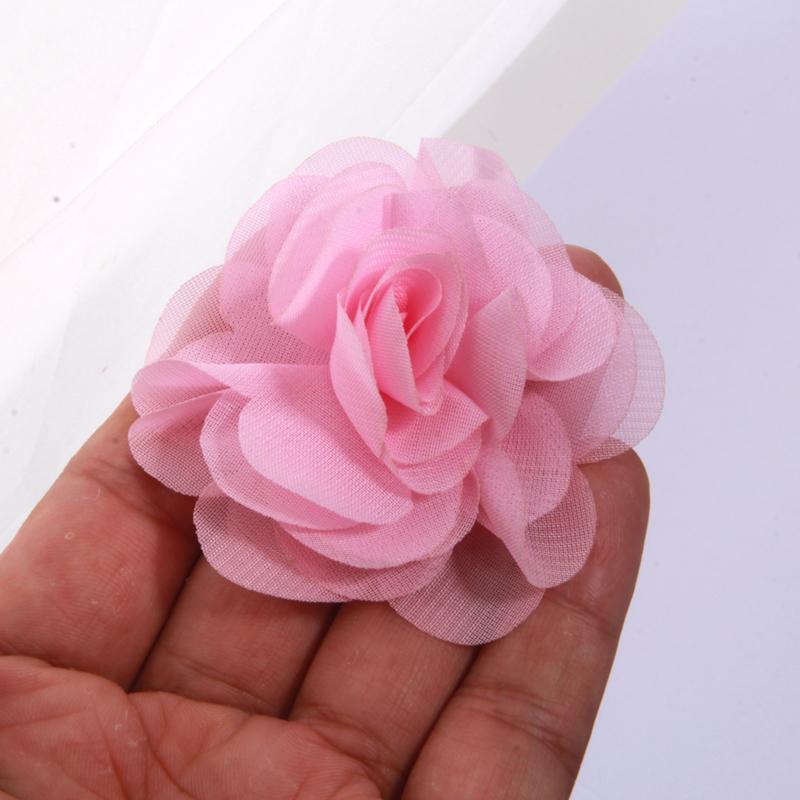 10 Stück 2,6" Tüll Niedlich Handgefertigt Kern Organza Chiffon Stoff Künstliche Gaze Blume Hochzeitskleid Hüte Stirnband Brosche DIY Zuhause