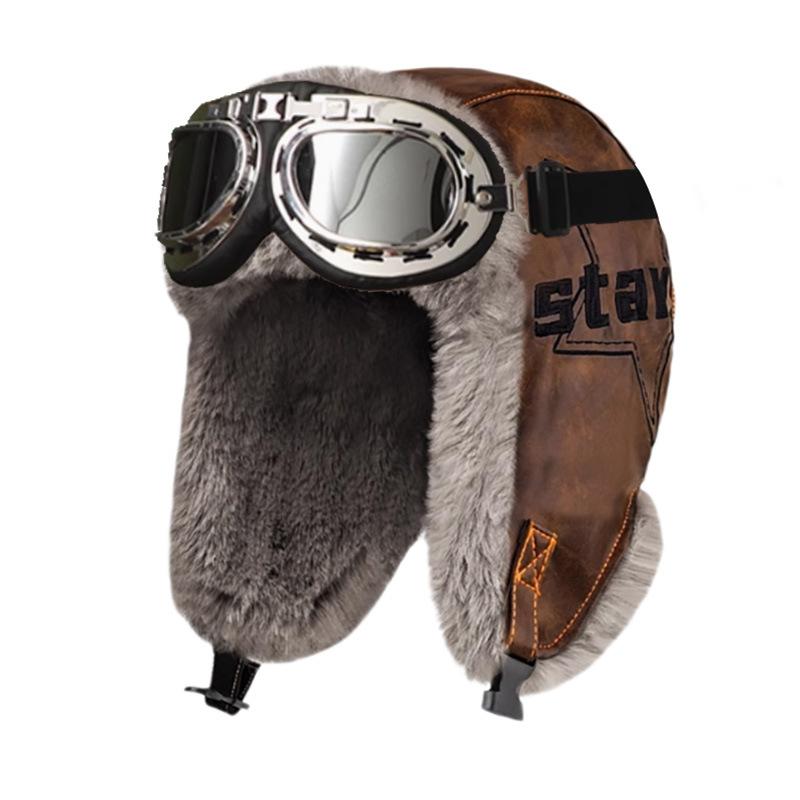 Hat Men's Winter New Pilot Lei Feng Hat Warm Thickened Cold Ear Protector Hat Fleece Outdoor Cycling Hat