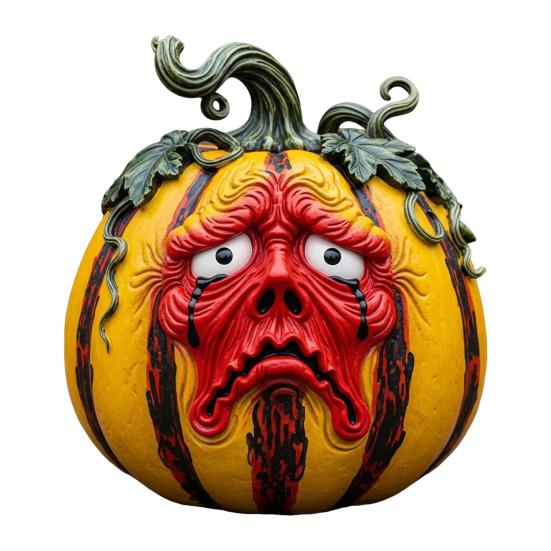 Halloween Pumpkin Figurine Resin Pumpkin Face Sculpture Spooky Pumpkin Halloween Decor for Home Office Desktop Decoration