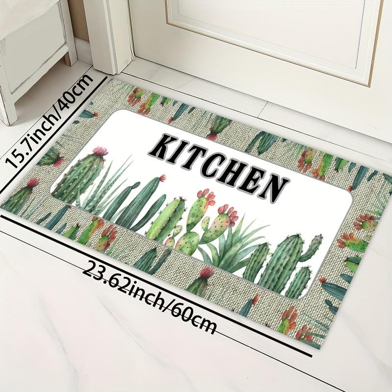 1Pcs Luxury Cactus Print Kitchen Mat Soft Thickened Kitchen Floor Mat Waterproof Non-slip Oil-proof Floor Mat Runner Rug