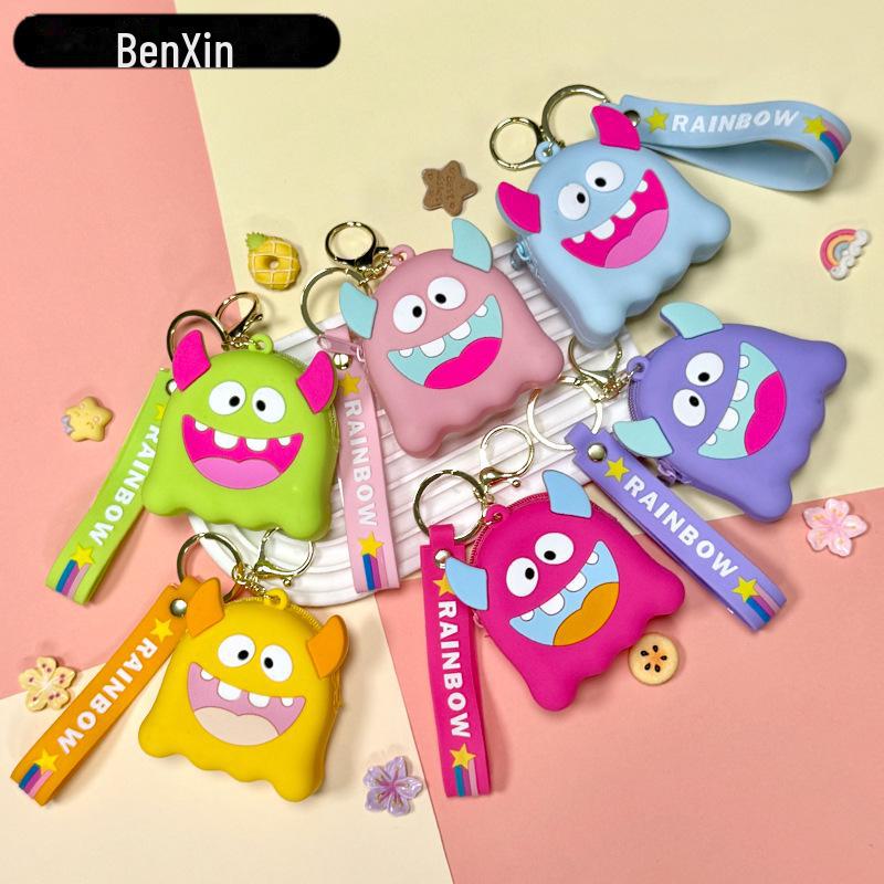 Creatively Designed Silicone Coin Purse & Keychain: Perfect for Earphones, Cards, and More - A Compact Gift!