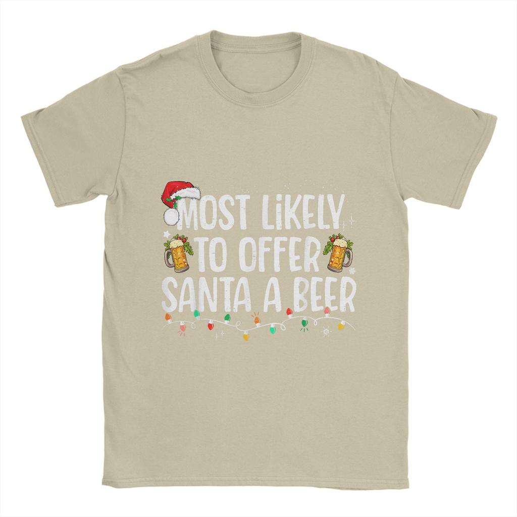 Funny Christmas and beer T-Shirts Men O Neck 100% Cotton T Shirts  Short Sleeve Tees Summer Clothes