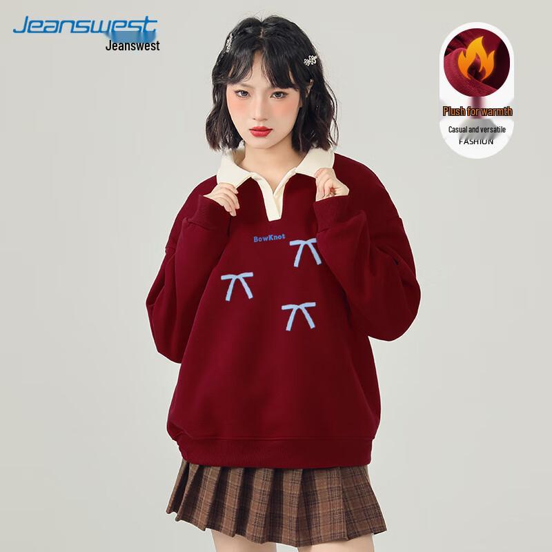 JEANSWEST Damen Fleecegefüttertes Revers-Sweatshirt