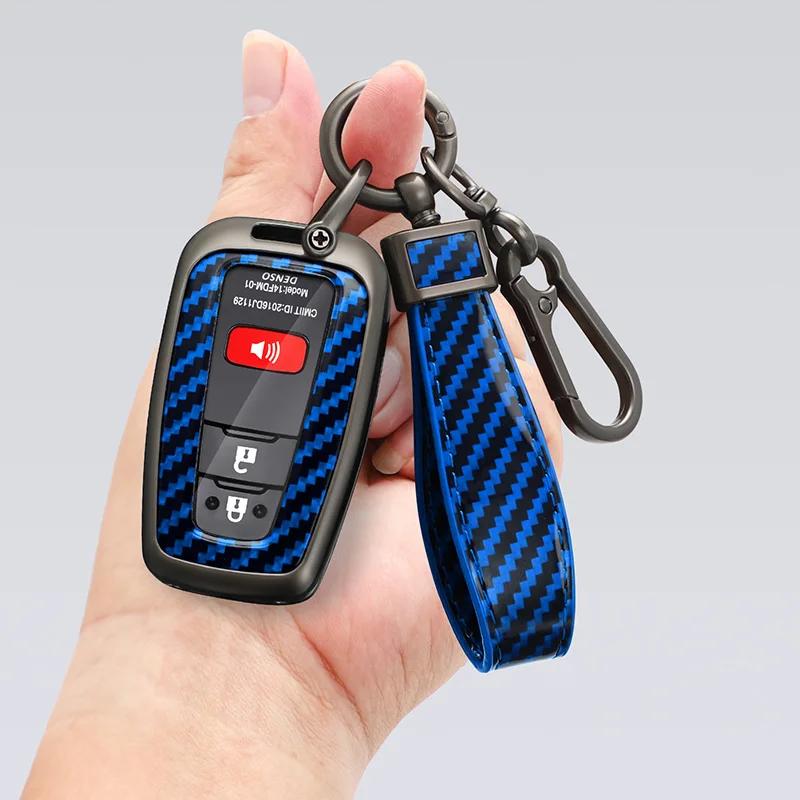 For Toyota CHR Prado 2017 2018 Prius Camry Corolla RAV4 2017 2018 2019 2020 Carbon fiber Zinc Alloy Car Key Cover Case Holder