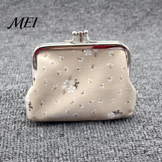 Versatile Small Wallet Floral Canvas Coin Purse, Women Change Purse with 2 Compartments, Kiss Lock Closure Pouch for Cash Coins Cards Durable