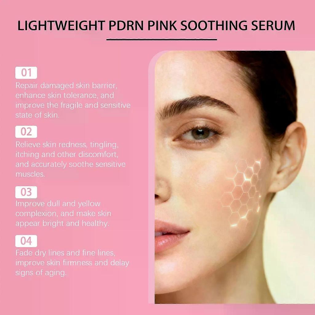 Lightweight PDRN Pink Soothing Serum, Hydrating & Radiance Boosting Facial Essence, Moisturizing & Refining Serum for Smooth, Elastic Skin, 30ml