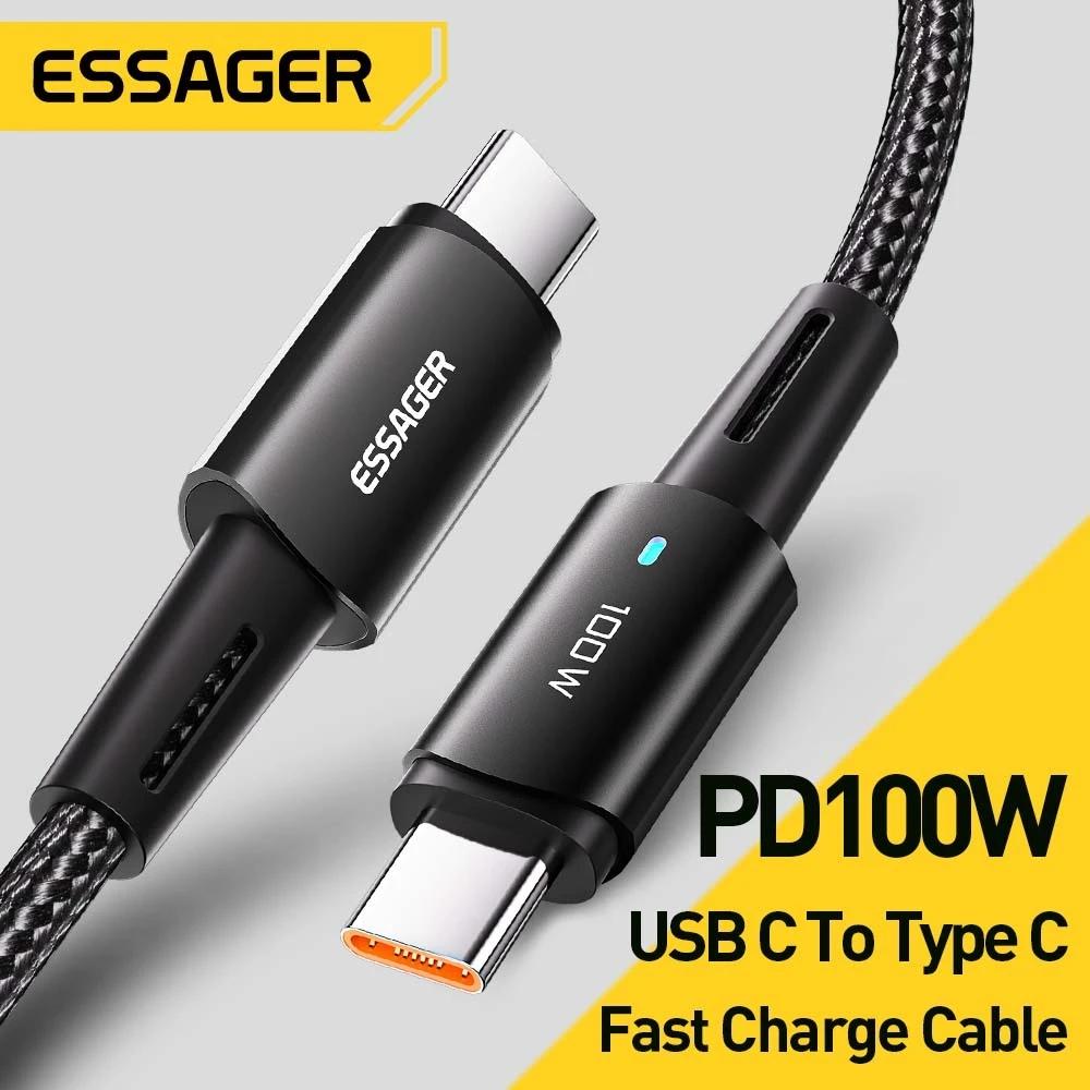 

Essager PD100W 60 Вт USB C к USB Type C кабель Быстрая зарядка 4,0 5A Быстрое зарядное устройство для Xiaomi Poco3 MacBook iPad Huawei Samsung