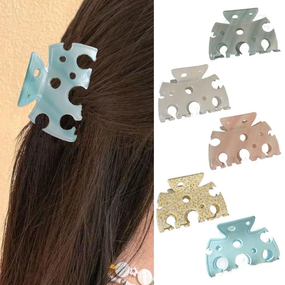 

Hollow Acetate Cheese Hair Claw Dots Acetate Hair Clip Cute Hollow Shark Clip Wash Face