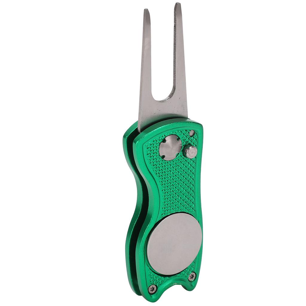 Stainless Steel Golf Pitchfork Foldable Golf Divot Tool Switchblade Tool Divot Repair ToolGreen