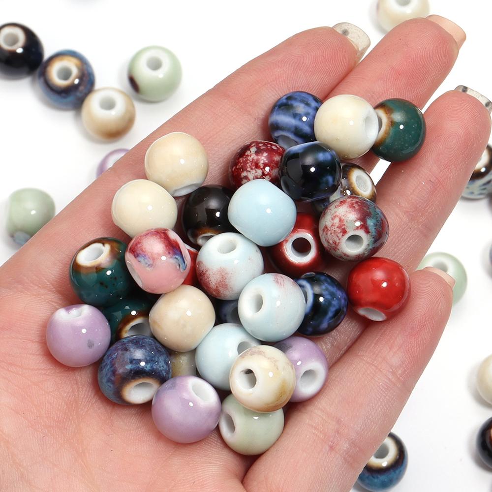 10pcs/lot Colorful Round Shape Ceramic Beads Spacer Beads For Jewelry Making DIY Loose Beads Bracelet Necklace Gift Accessories