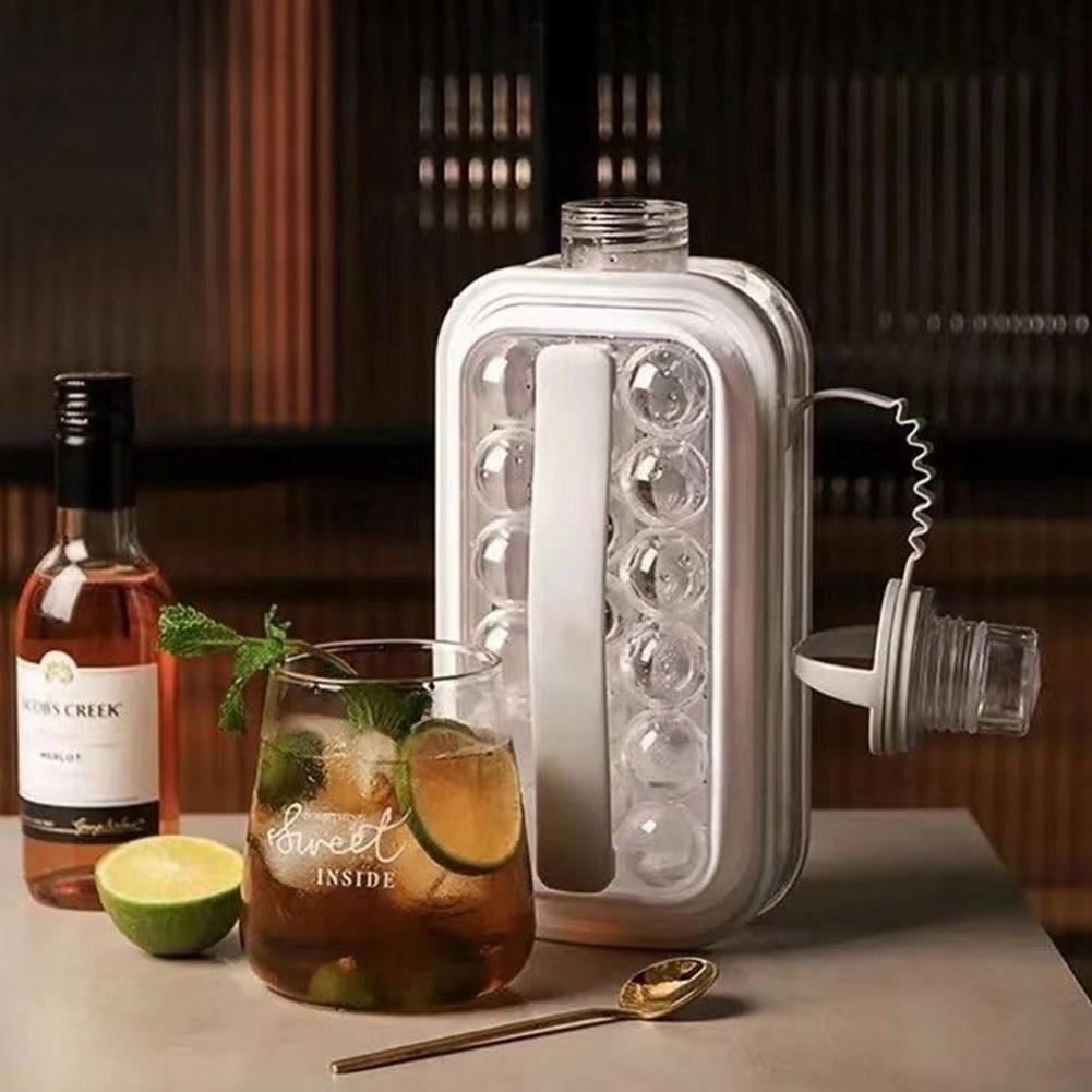 2 In 1 Folding Ice Maker Water Bottle Silicone Ice Cube Tray Ice Grid Mold Kawaii Bottle Camping/Office/Cocktail Essential Kitchen Tools
