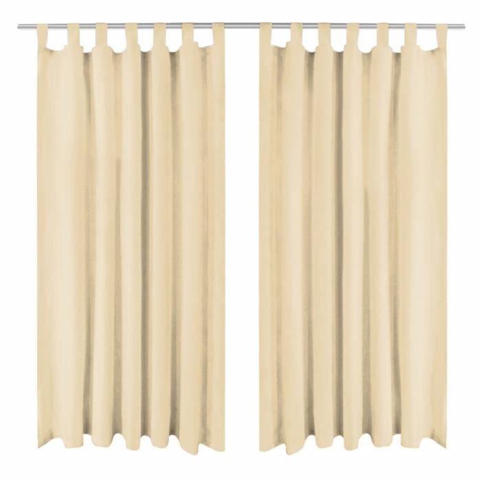 Rideau occultant - vidaXL - 2 pcs - 140 x 225 cm - Beige - Micro-satin