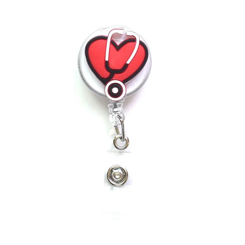 1pc High Quality Silicone Retractable Hospital Nurse Badge Holder Reel Cute Cartoon ID Card Holder Keychains