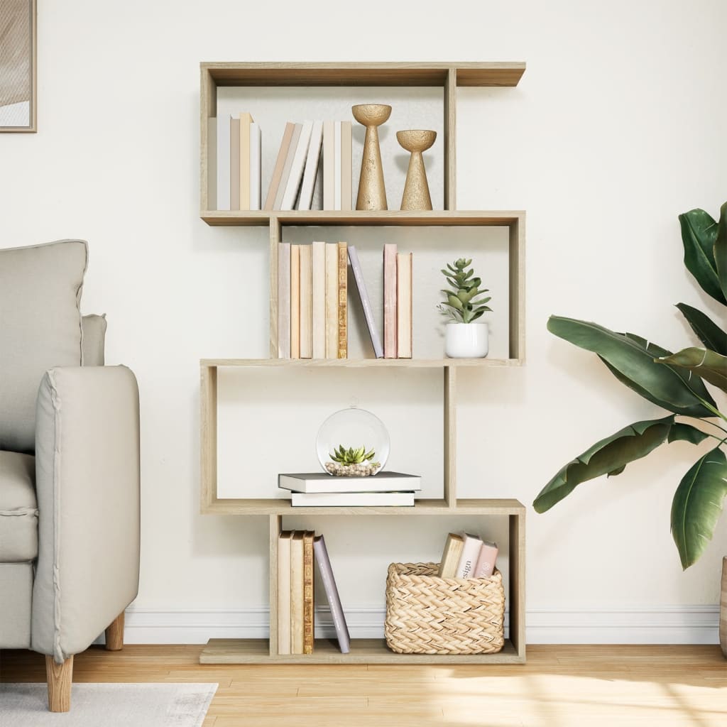 Room Divider Bookshelf with 4 Shelves Sonoma Oak Finish 70 X 24 X 129 Cm