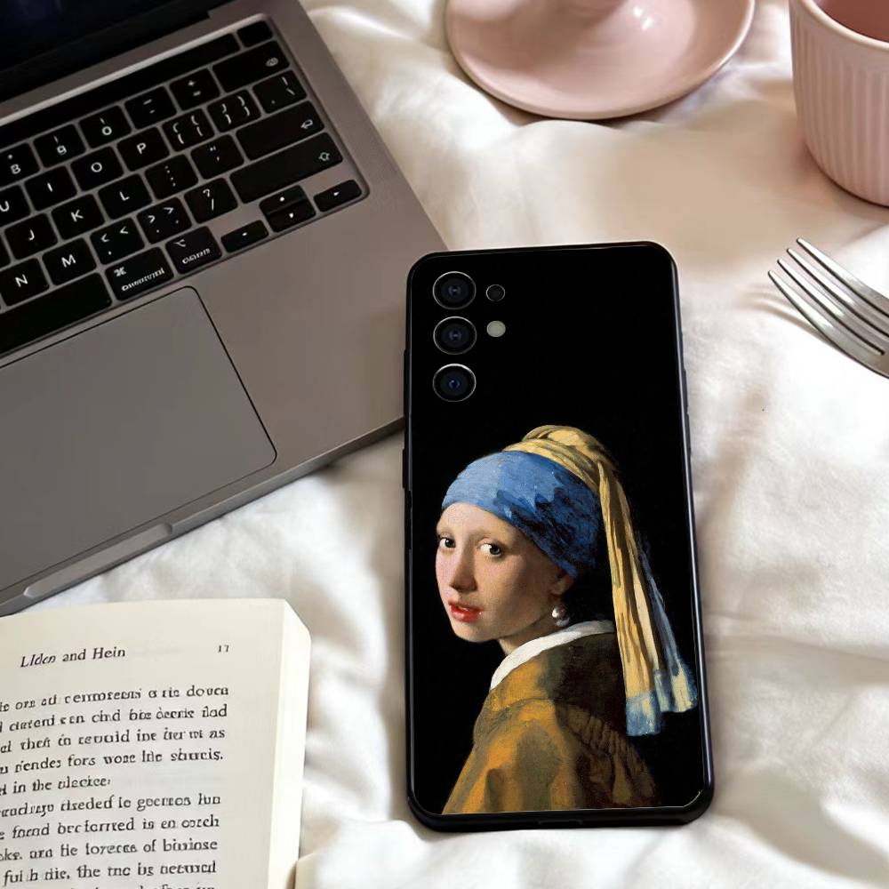 Johannes Vermeer Art  Phone Case For Samsung S25,24,23,22,30,21,10,9,Ultra,Plus,Lite,FE,4,5 G Soft Black Case