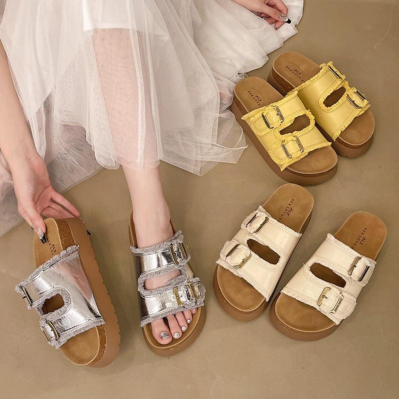 Slippers met dikke zool en verhoging, nieuwe zomersandalen voor dames, retro strandsandalen