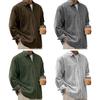 Camicia da uomo con bavero a maniche lunghe monopetto, colore solido, vestibilità larga, texture a coste, camicia casual capospalla per uso quotidiano