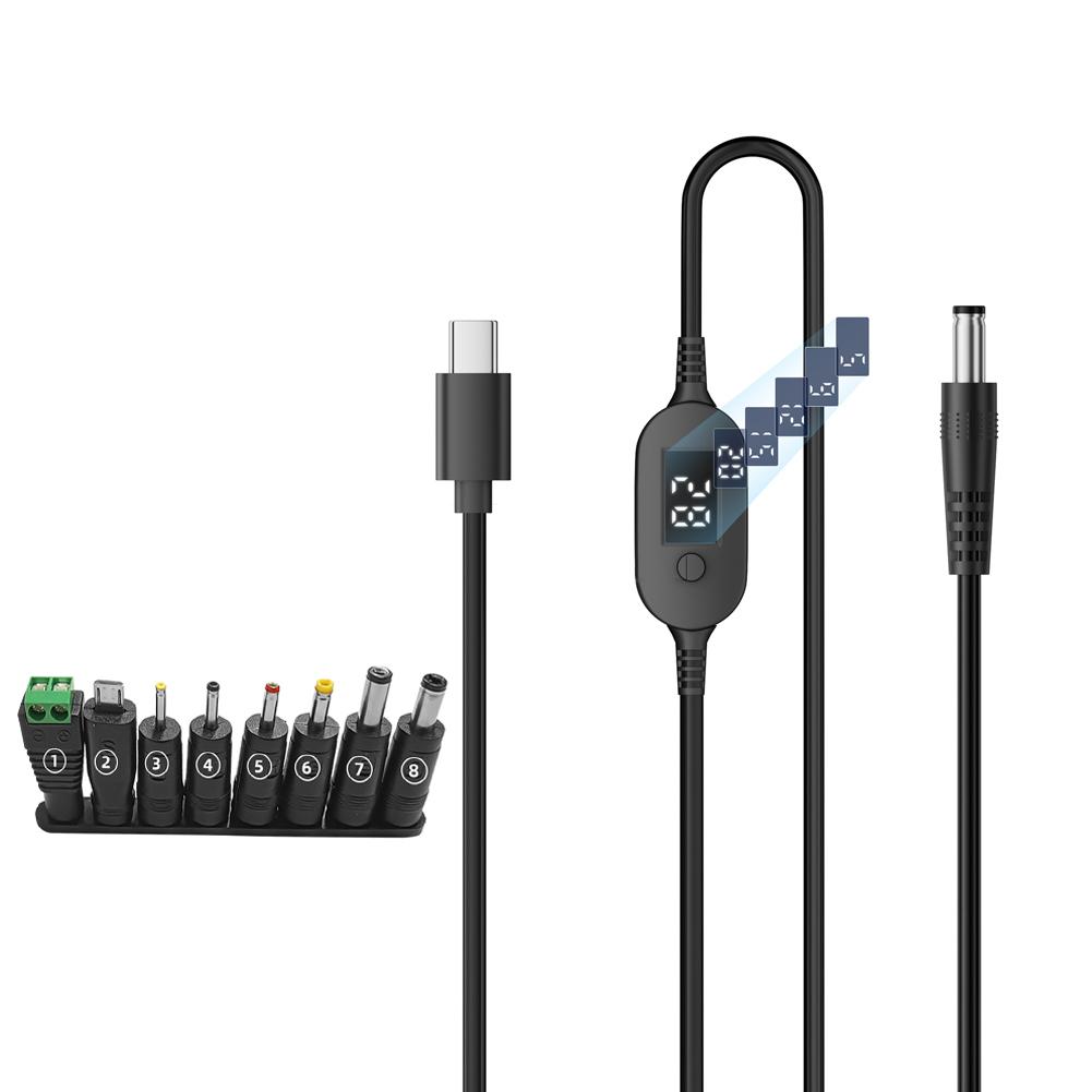 USB C to DC Power Cable 140W Type C to 5V 9V 12V 15V 20V 28V Adjustable Voltage Adapter Connector Cable for Laptop Routers