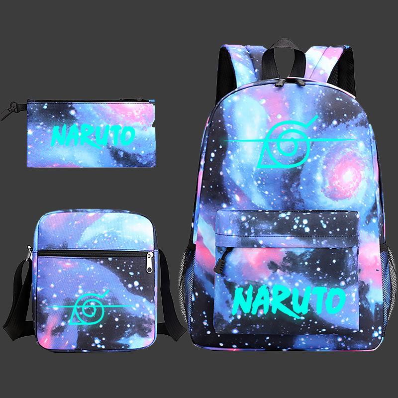 Large Capacity Schoolbag with Shoulder Strap; Student Three-piece Pencil Case Set