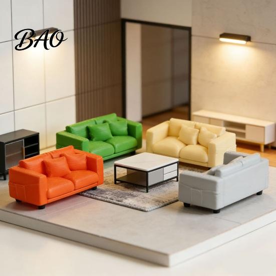 Kleine Dekorative Couch Miniatur-Couch, Winziges 2-Sitzer-Möbel Realistisches Mini-Zweisitzer-Sofa Maßstab für 1/12 Puppenhaus Wohnzimmer