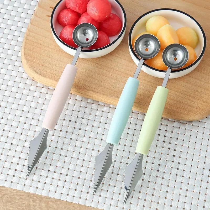 Fruit Spoon Digging Double Headed Stainless Steel Portable Multifunctional Melon Baller Scoop DIY Fruit Platter Ball Tool TMZ 4