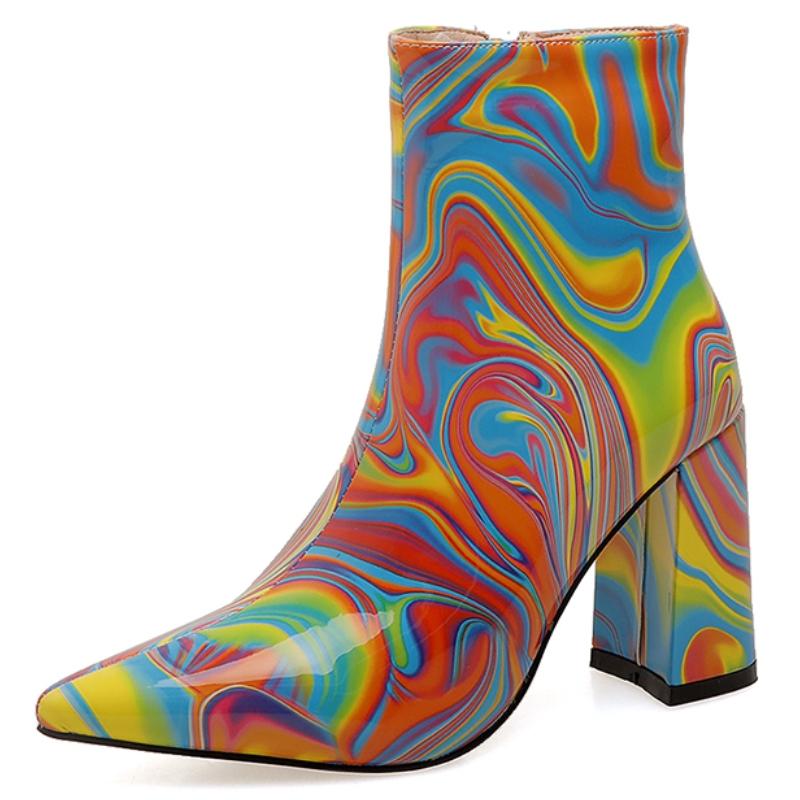 Sexy Ankle Boots for Women Autumn Winter 2024 Flower Short Boot Low Heels Footwear Party Shoes Ladies Waterproof Large Size 45