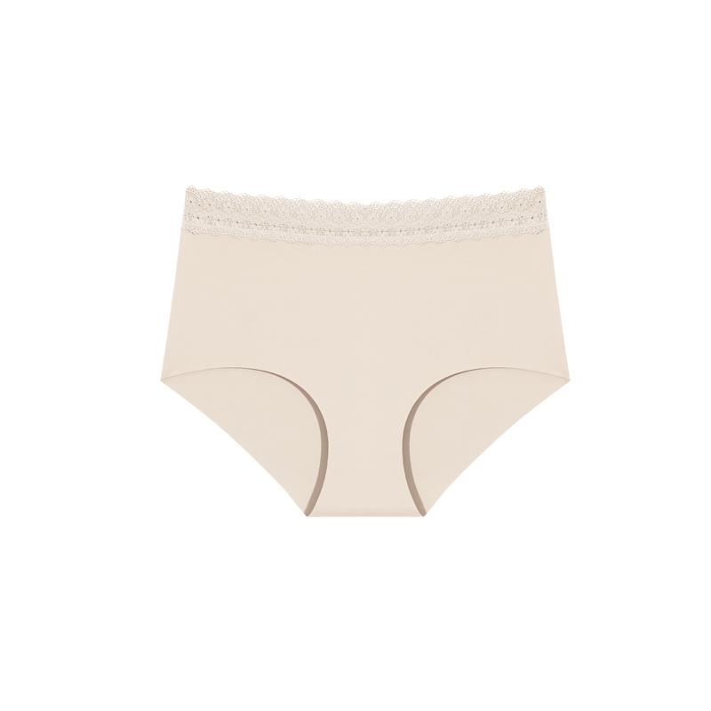 1pcs Women's High Waisted Plus Size Lace Waist Seamless Underwear, Fully Covered Hip Hugging Breathable Underwear, High-quality Comfortable Underwear