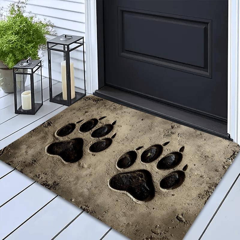 Muddy Dog Paw Print Mat: Non-Slip Soft Coffee Maker Mat, Washable Area Rug for Kitchen, Entryway, Living Room Home Decor