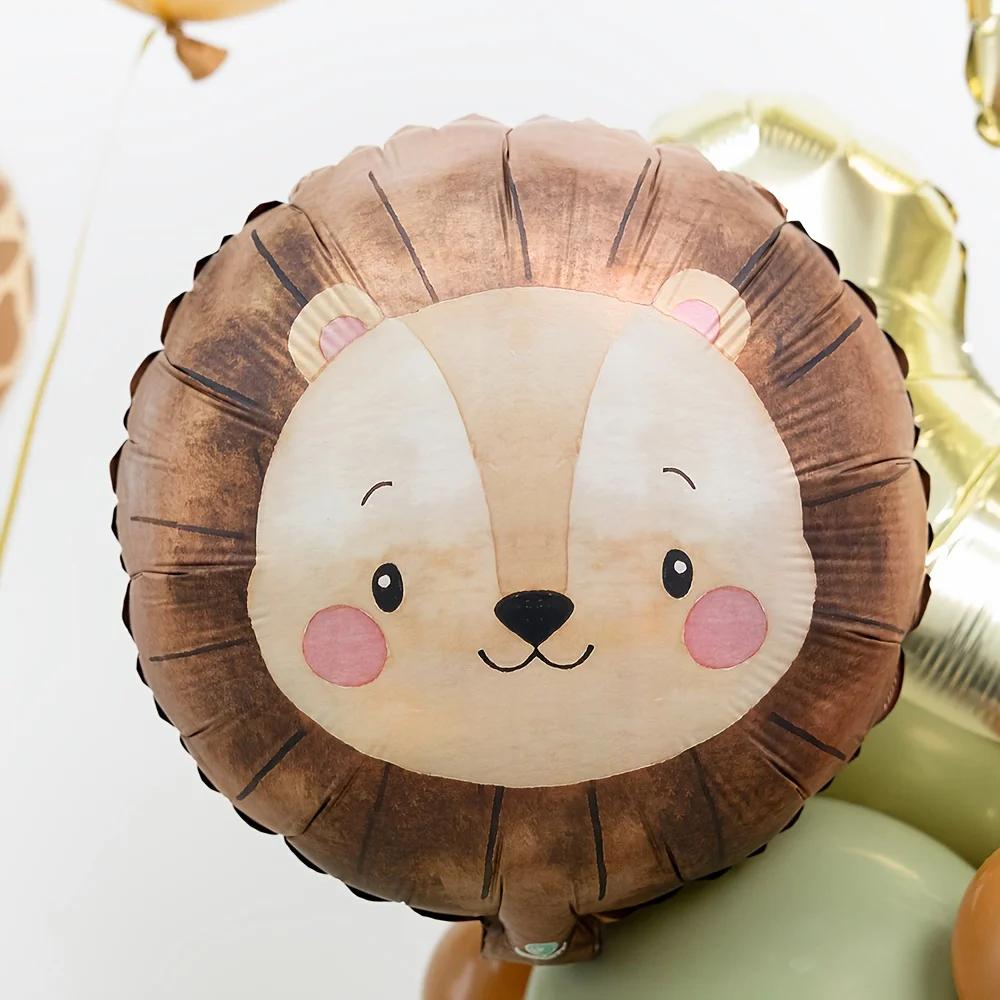 Forest Party Balloon Set Cute Animal Head Tiger Lion Giraffe Balloon, 32 inch Digital Balloon Jungle Theme Birthday Decoration