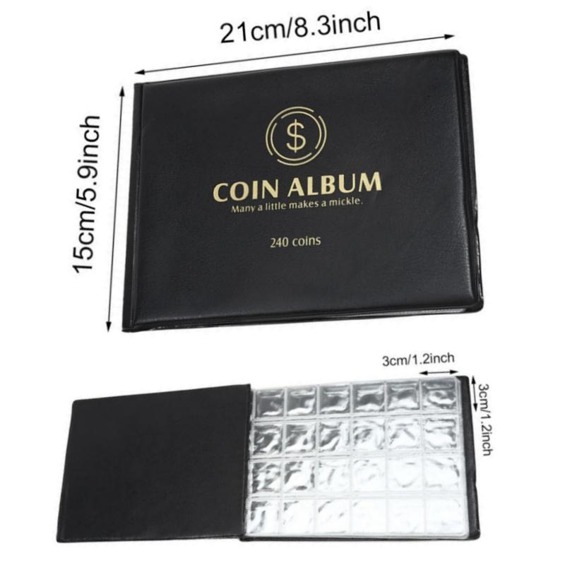240 Pockets Coin Collection Holder PVC Penny Album Gifts Coin Collecting Album 10 Pages Coin Collection Book for Collectors