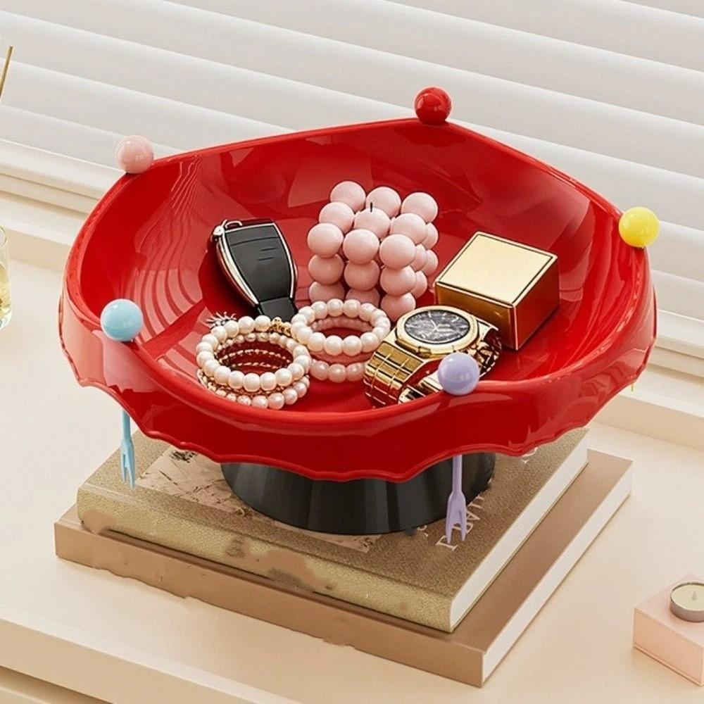 High Legged Fruit Water-Filtering Bowl 360° Rotating Snack Storage Plate Kitchen