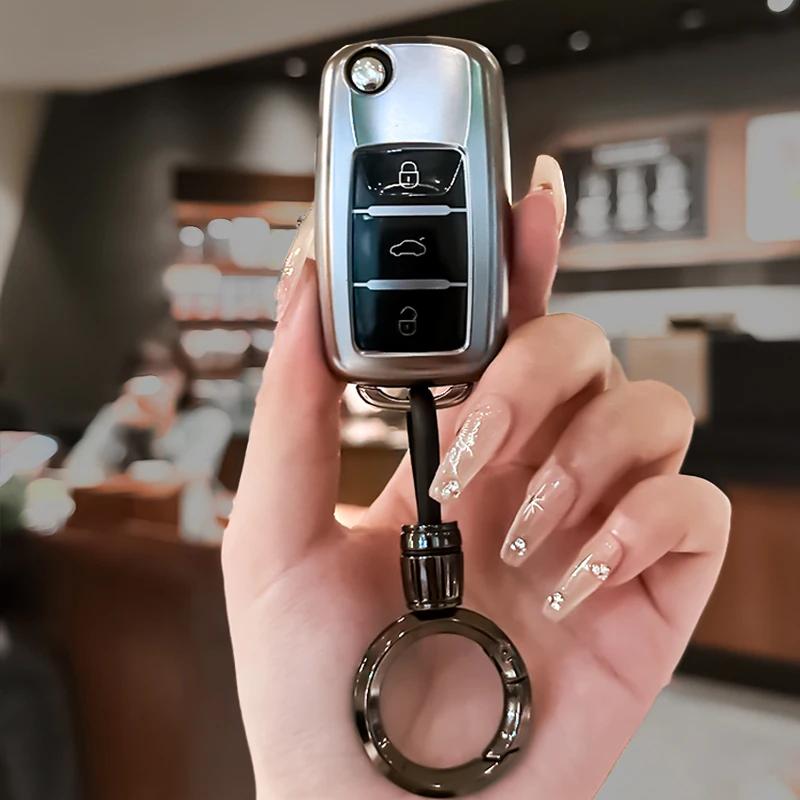 For VW Soft TPU Car Key Case Cover Shell For VW Volkswagen Polo Tiguan Passat B5 B6 B7 Golf 4 5 6 MK6 Jetta Lavida Keychain Ac