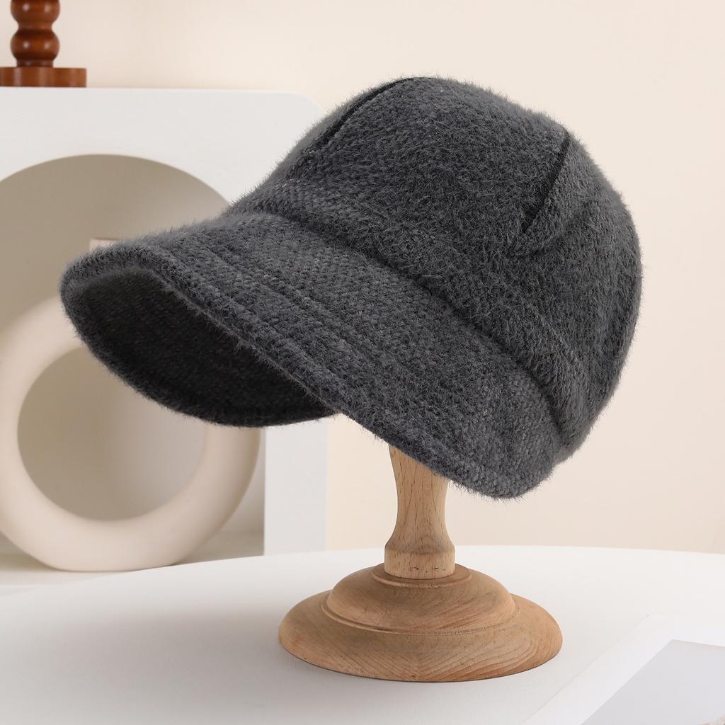 New autumn and winter bucket hat women's casual British versatile face small plain warm elegant basin hat cap