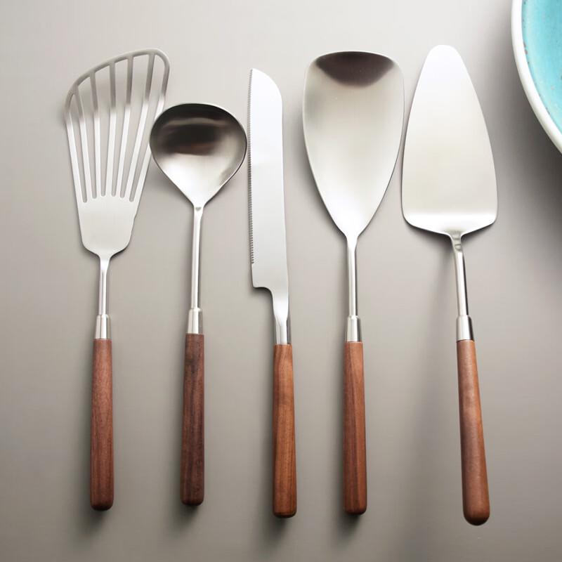 CMAOS 304 Stainless Steel Walnut Handle Spoon Set